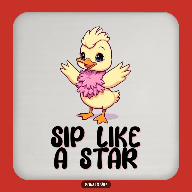 Funny Duck Diva Coasters, Feather Boa Drink Protector, Glamorous Party Gear, Gift