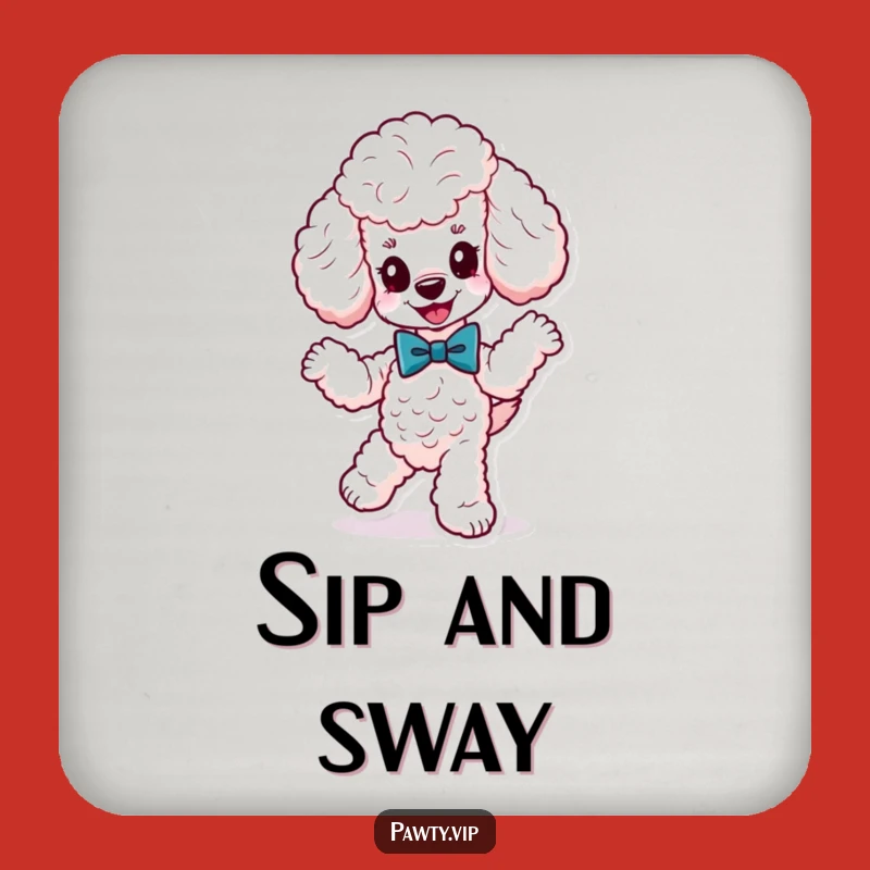 Funny Poodle Dancing Coaster: Fancy Bow Tie for Elegant Drinks