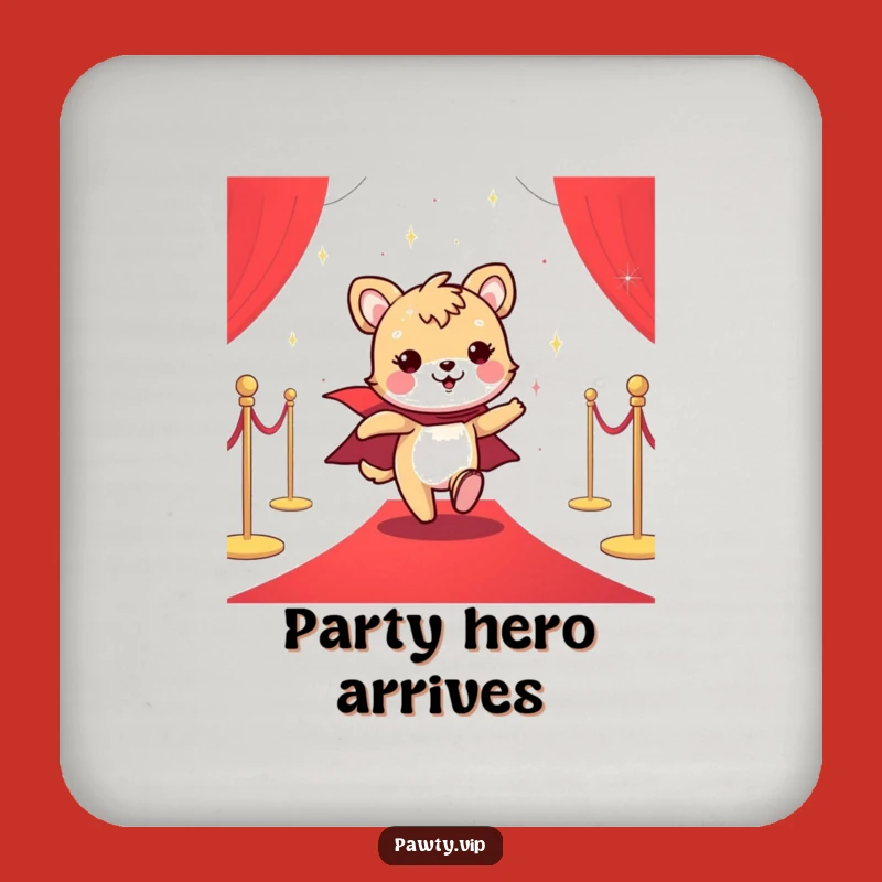 Funny Red Carpet Glam Coaster: Cheerful Cape Animal's Star Protection Gift