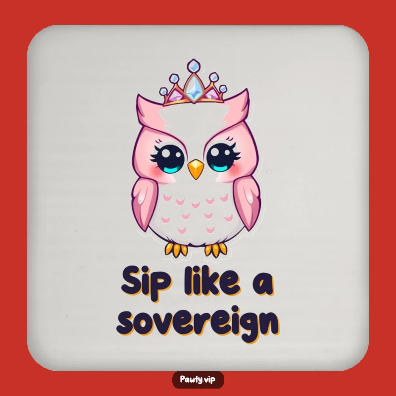 Funny Owl Tiara Coaster Set: Hilarious Decor for Regal Drink Protection