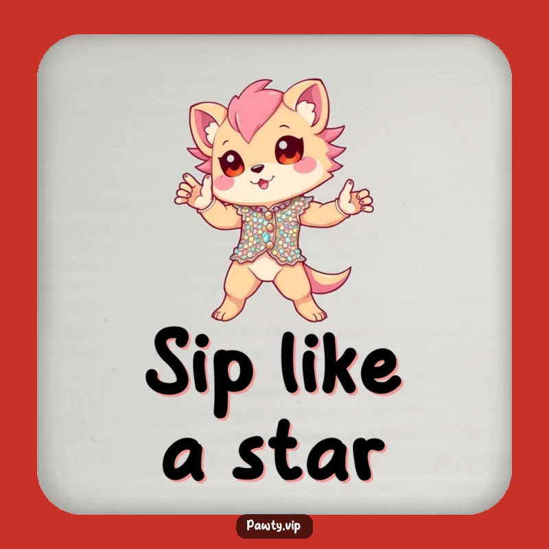 Funny Sequined Creature Coaster - Dramatic Pose Protection - Perfect Funny Gift!