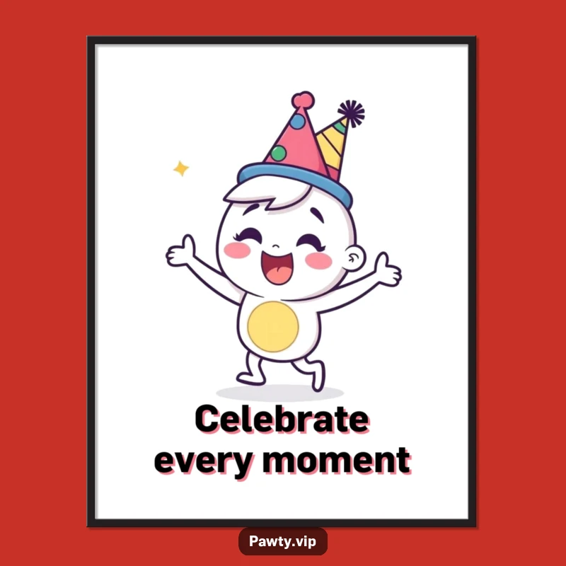 Funny Party Character Poster: Happy Dancer Wall Art Gift