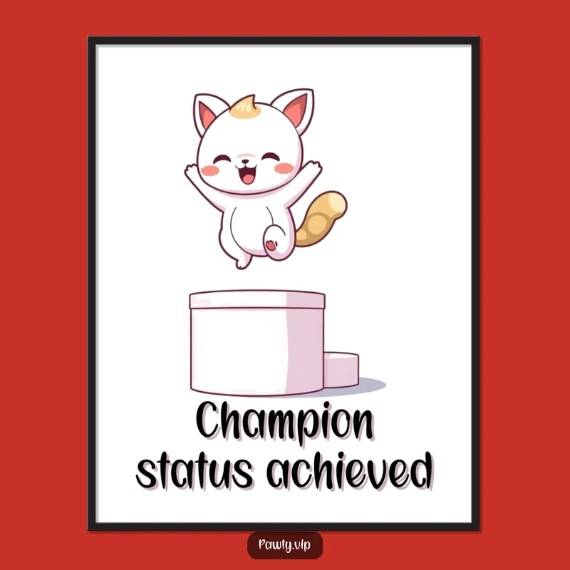 Funny Kawaii Animal Podium Champion Poster - Inspiring Wall Art Gift