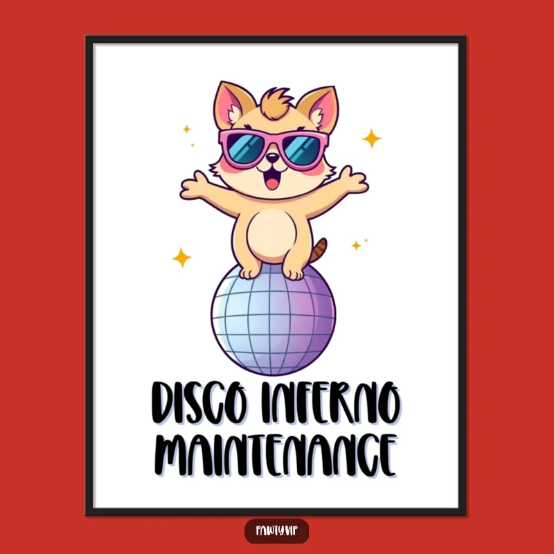 Funny Disco Animal Poster: Sunglasses Dancer's Groovy Wall Art Gift