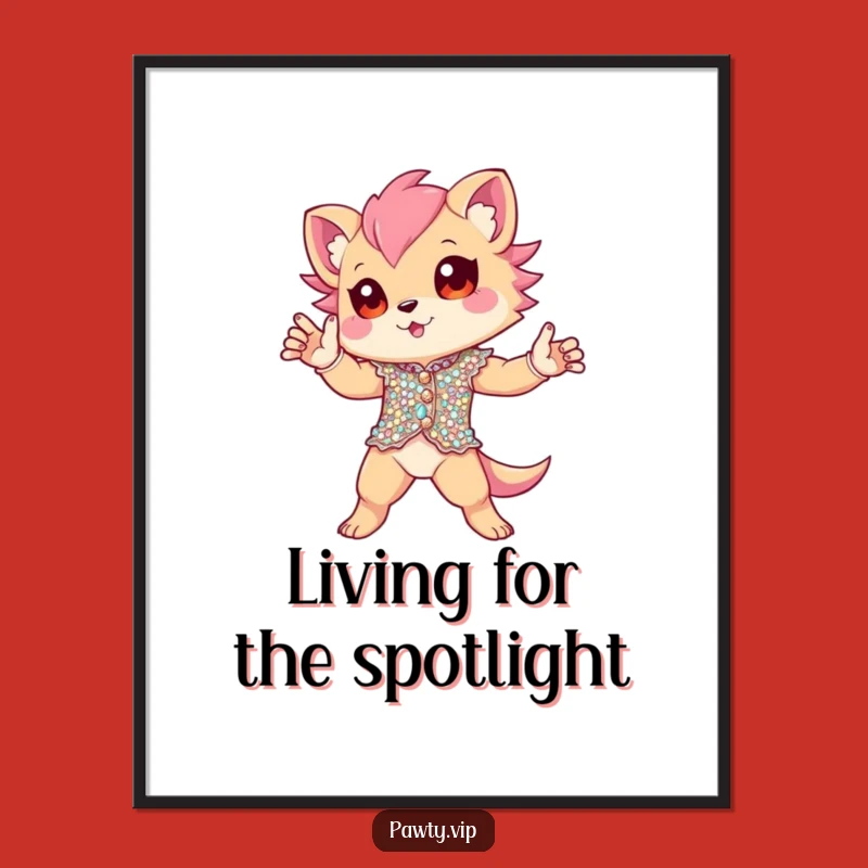 Funny Dramatic Creature Poster - Sequined Star Art - Hilarious Wall Decor Gift!