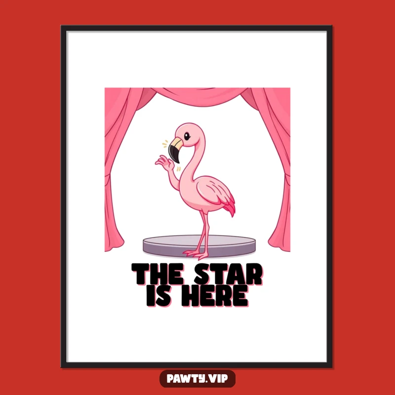 Funny Kawaii Flamingo Diva Poster: Add Dramatic Flair to Your Walls with this Hilarious Art