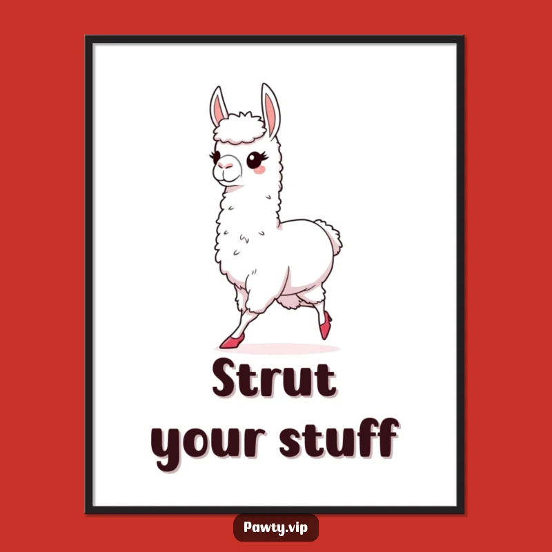 Funny Llama Art Poster: Chic High Heels Llama Decor, Perfect Fashionista Wall Art Gift