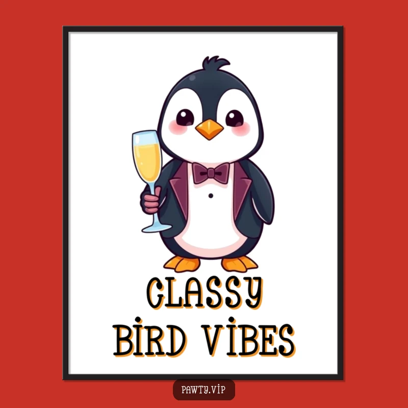 Funny Penguin Tuxedo Poster – Dapper Animal Art for Sophisticated Spaces
