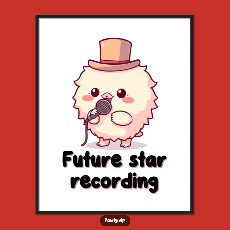 Funny Performer Star Poster: Fluffy Top Hat Microphone Wall Art Gift