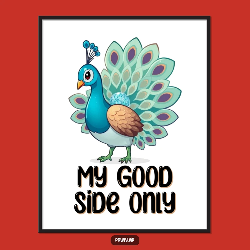 Funny Glitter Peacock Poster: Glamorous Art, Sparkling Tail, Wall Decor Funny Gift
