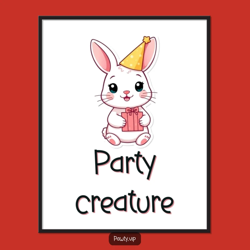 Funny Rabbit Party Poster, Gift Box Birthday Art, Festive Decor, Hilarious Gift Idea