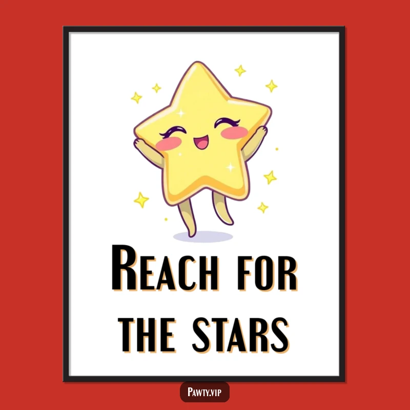 Funny Sparkly Star Poster: Winking Jigging Celestial Art, Great Fun Decor Gift