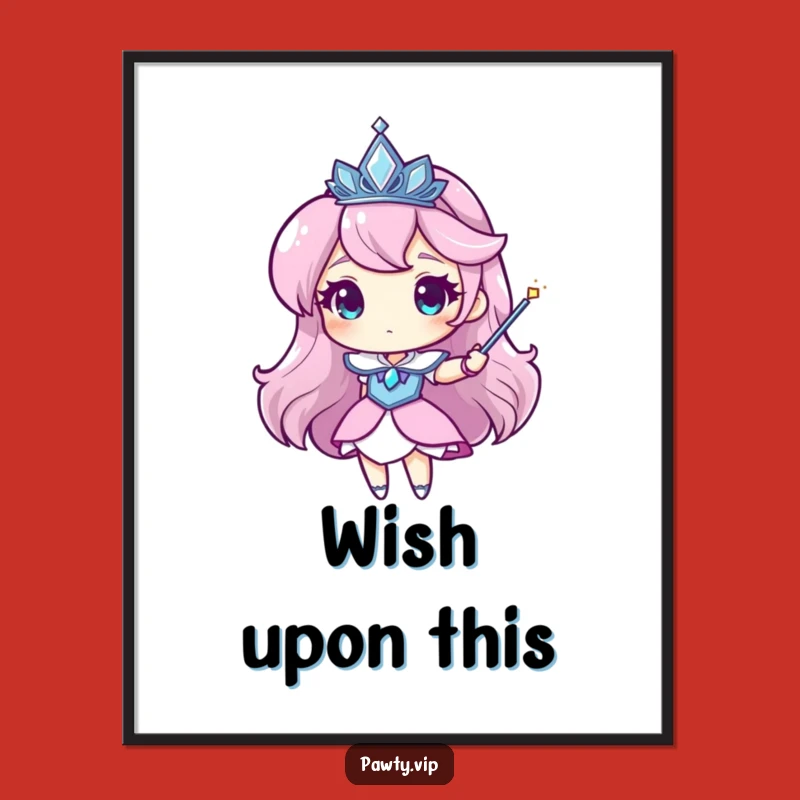 Funny Tiara Poster: Sparkly Magic Wand Character Art for Enchanted Decor