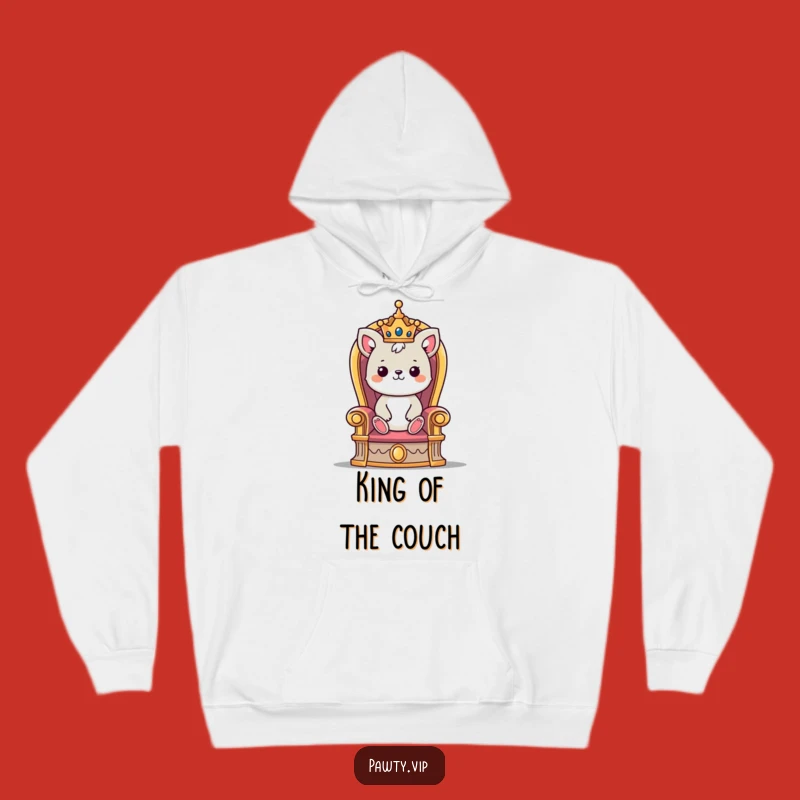 Funny Cozy Crowned Animal Hoodie: Majestic Throne Comfort & Royal Humor Gift