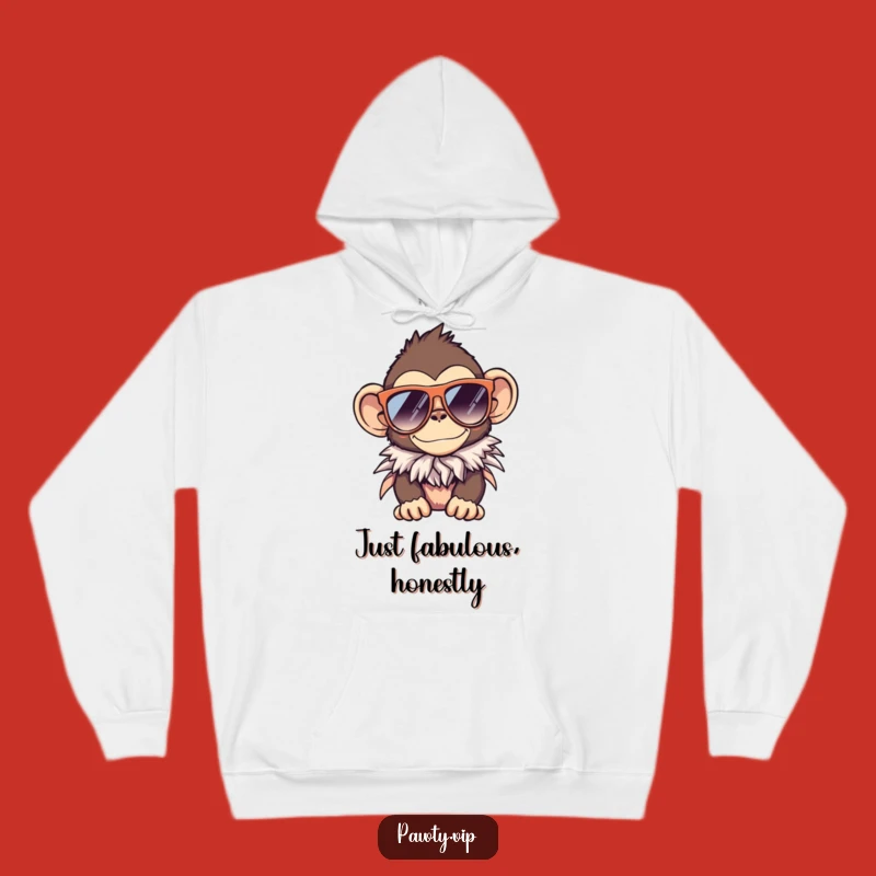 Funny Monkey Sunglasses Boa Hoodie – Cozy & Chic Party Wear Gift