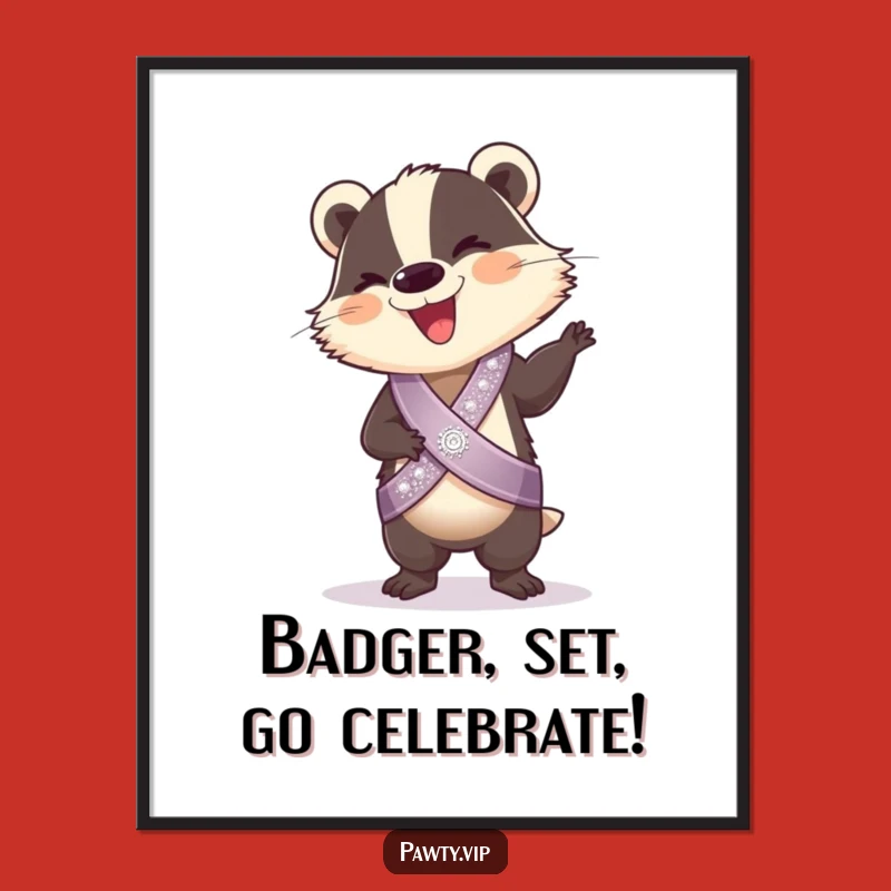Funny Free Printable Wall Art: Giggling Badger Dance - Humorous Downloadable Decor