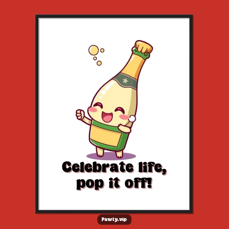 Free Printable Champagne Wall Art: Pop It! Decor, Perfect Funny Downloadable Gift!