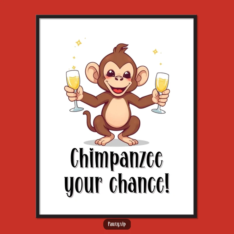 Free Printable Monkey Wall Art: Funny Juggling Champ Downloadable Art, Champagne Decor!