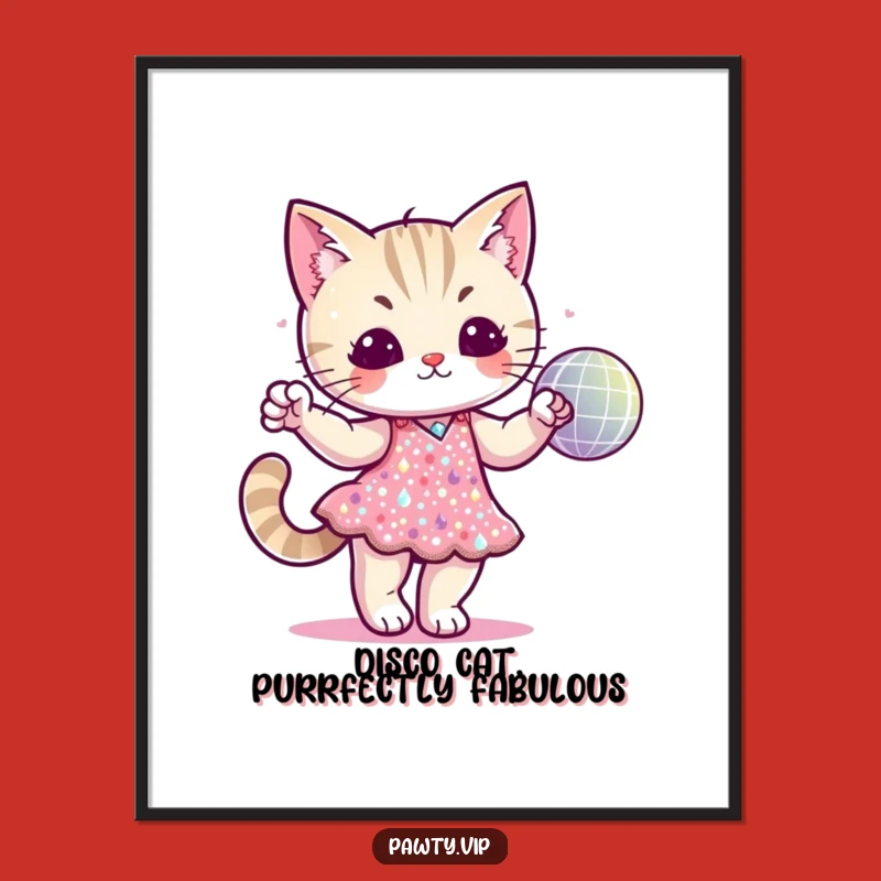 Free Printable Disco Cat Wall Art - Sequined Dancer, Funny Downloadable Decor for a Glamorous Vibe!