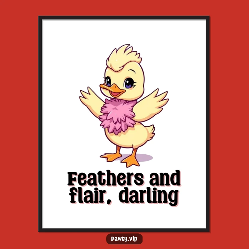 Funny Free Printable Wall Art: Diva Duck Feather Boa Downloadable Art