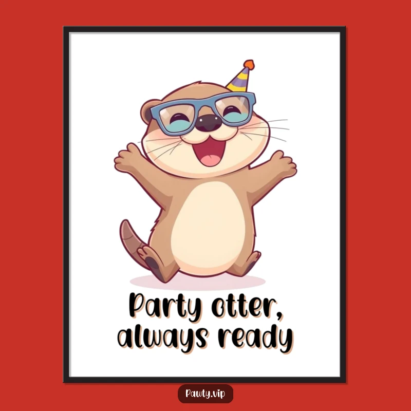 Free Printable Otter Wall Art: Funny Party Animal Downloadable Art, Joyful Glasses Decor!