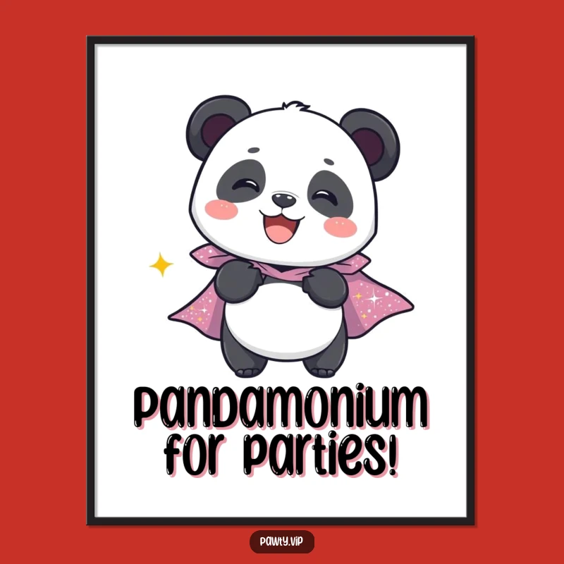 Free Printable Wall Art: Funny Panda Sparkly Cape