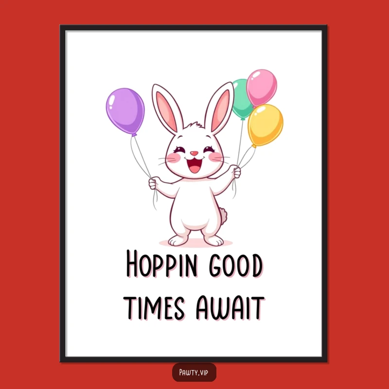 Free Printable Wall Art: Kawaii Rabbit Juggling Balloons Fun!