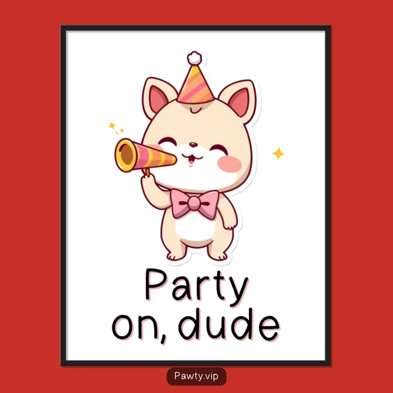 Free Printable Wall Art: Bowtie Creature Party Horn - Funny Downloadable Art for a Festive Vibe