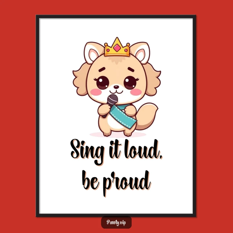 Funny Free Printable Wall Art: Kawaii Microphone Singing Star!
