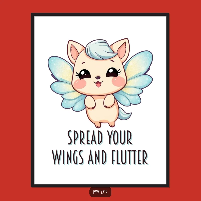 Free Printable Wall Art: Joyful Glitter Wings Animal for DIY Whimsical Home Decor Download