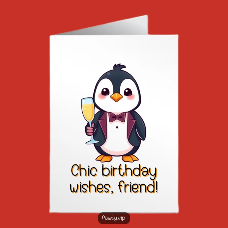 Free Printable Penguin Tuxedo Birthday Card: Funny Downloadable for a Classy Celebration