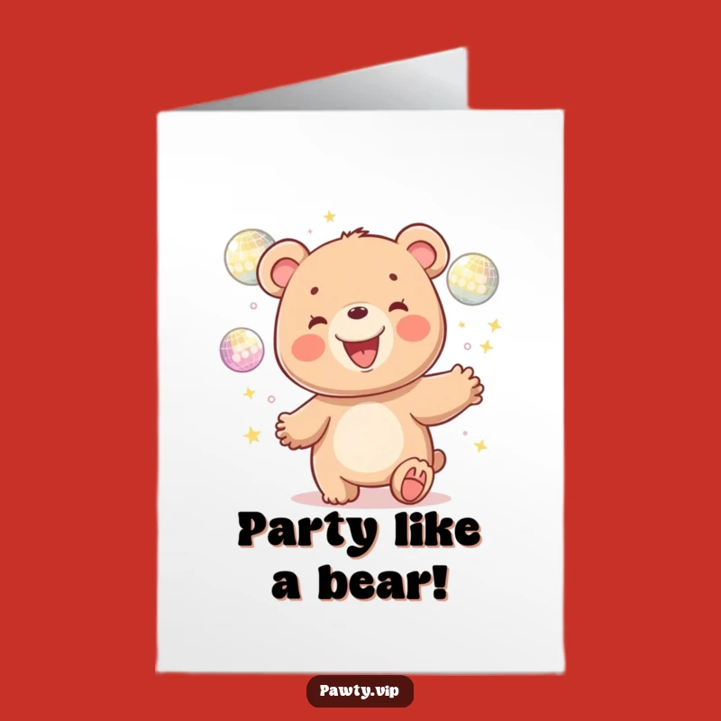 Free Printable Birthday Card: Groovy Disco Bear for a Fun, Downloadable Celebration