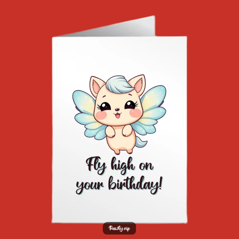 Free Printable Birthday Card: Joyful Glitter Wings Animal for a Whimsical Downloadable Gift