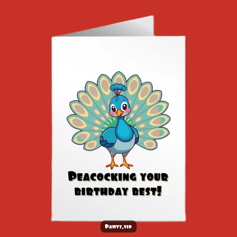 Free Printable Birthday Card: Proud Peacock - Elegant Funny Downloadable Gift