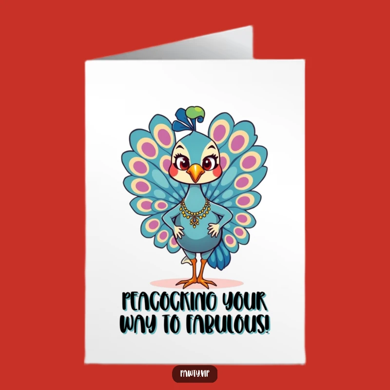 Free Printable Peacock Birthday Card: Glamorous Strutting Bird for a Funny Downloadable Gift!