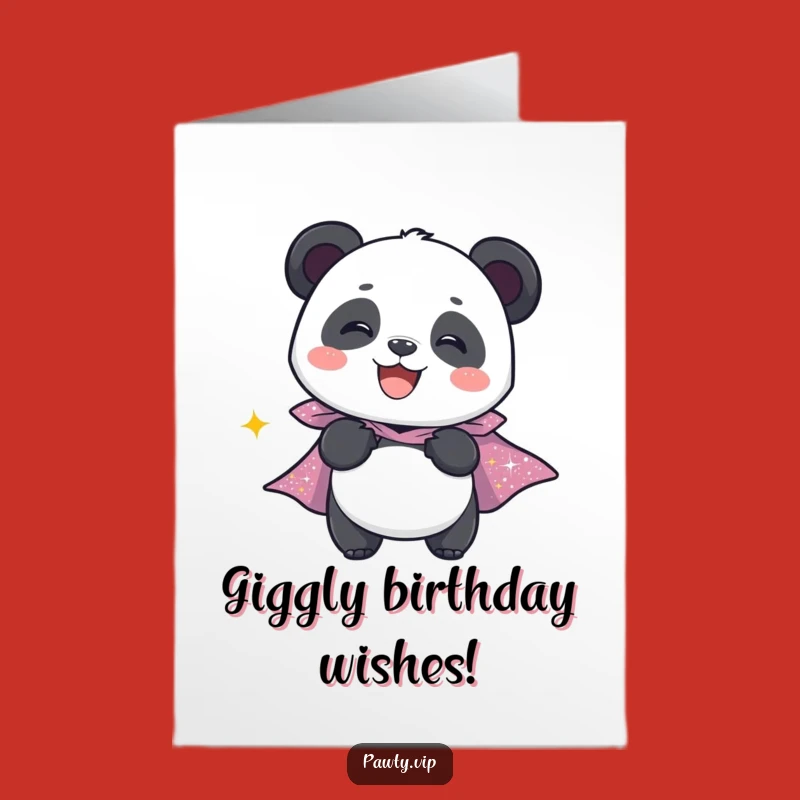 Free Printable Panda Birthday Card: Sparkly Cape Fun