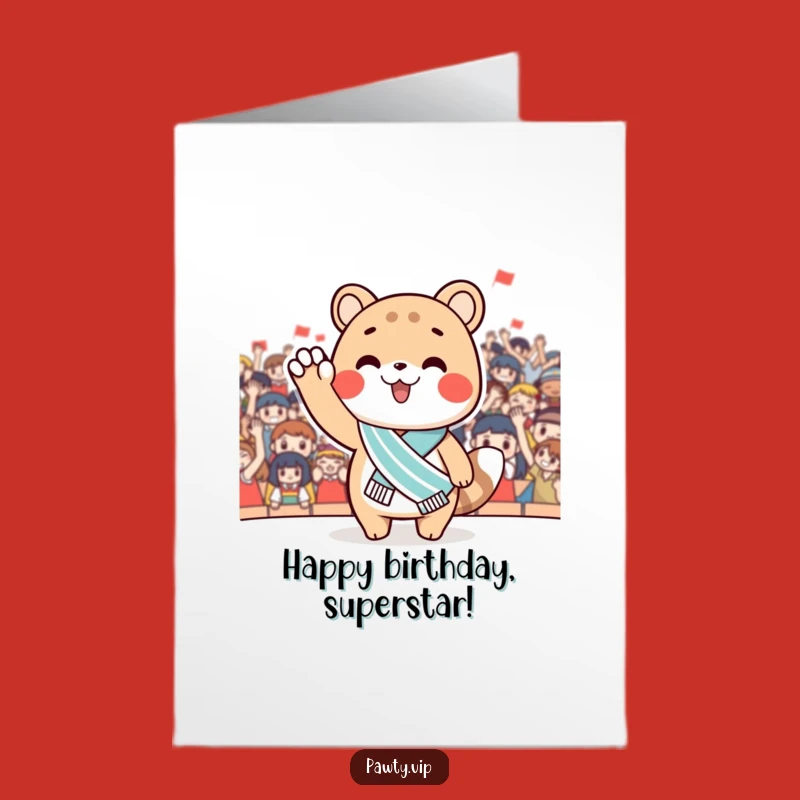 Free Printable Birthday Card: Sashed Animal Waving for a Funny Downloadable Gift