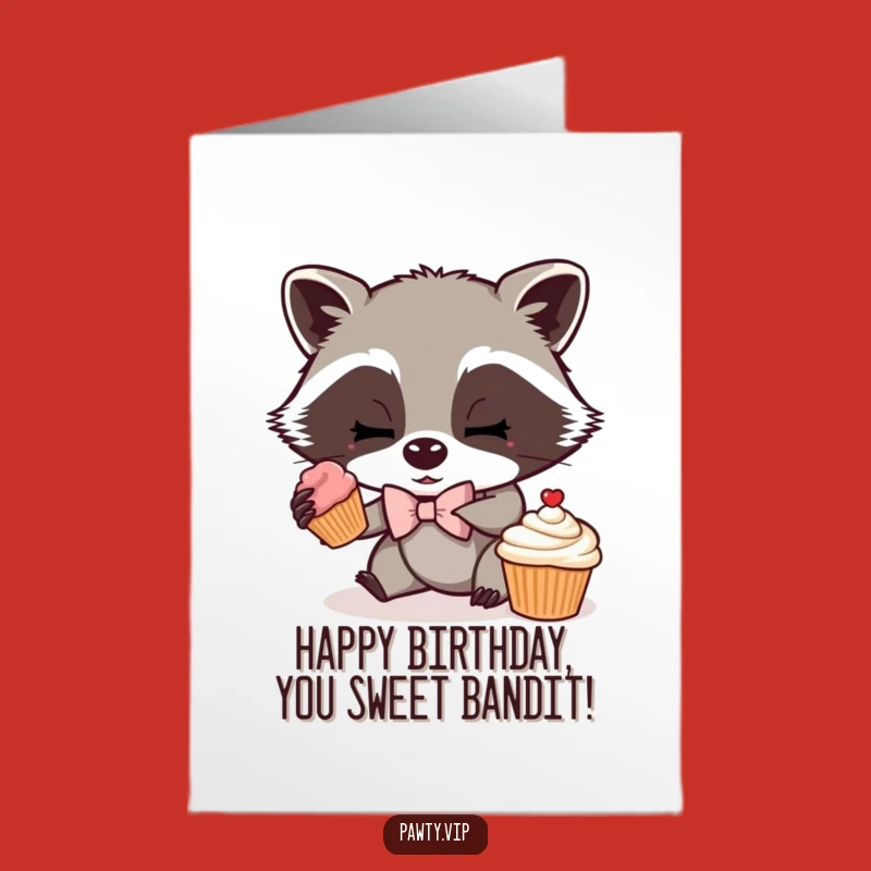 Free Printable Raccoon Birthday Card: Mischievous Cupcake Heist Fun