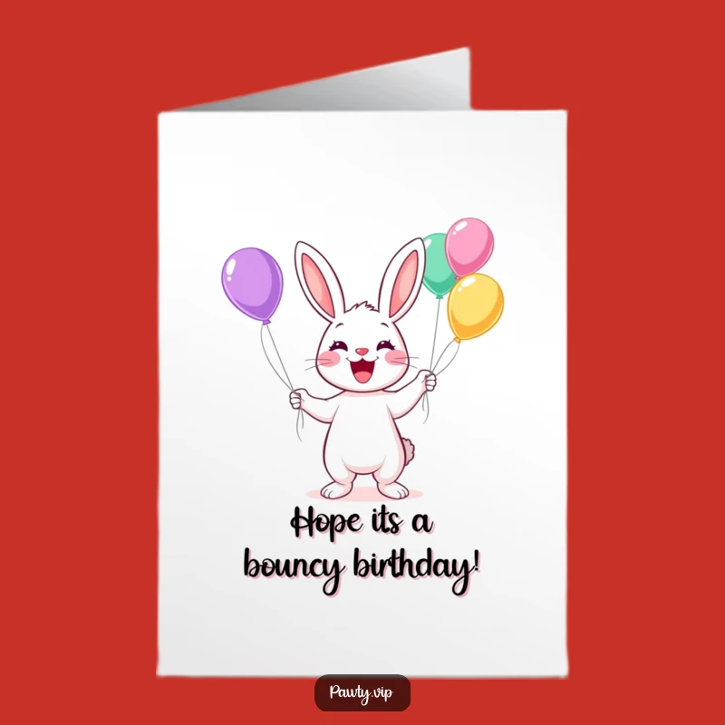 Free Printable Birthday Card: Kawaii Rabbit Juggling Balloons!