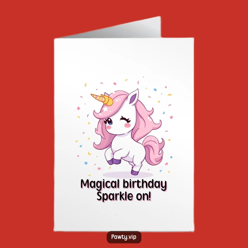 Free Printable Birthday Card Unicorn: Funny Kawaii Downloadable Gift for Magical Celebrations