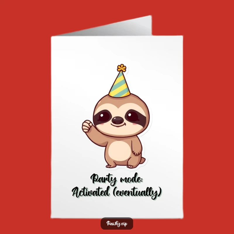 Free Printable Birthday Card: Trendy Sloth Party Fist - Funny Downloadable Gift