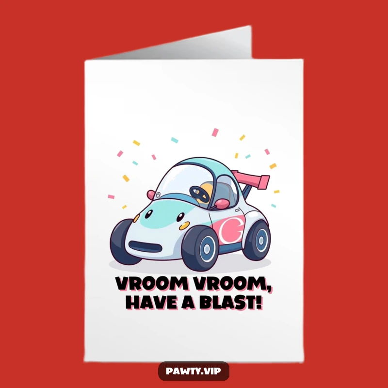 Free Printable Birthday Card Race Car Confetti Funny Downloadable Greeting Gift