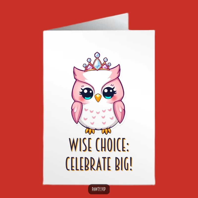Free Printable Owl Birthday Card: Royal, Funny Downloadable Gift for Royalty
