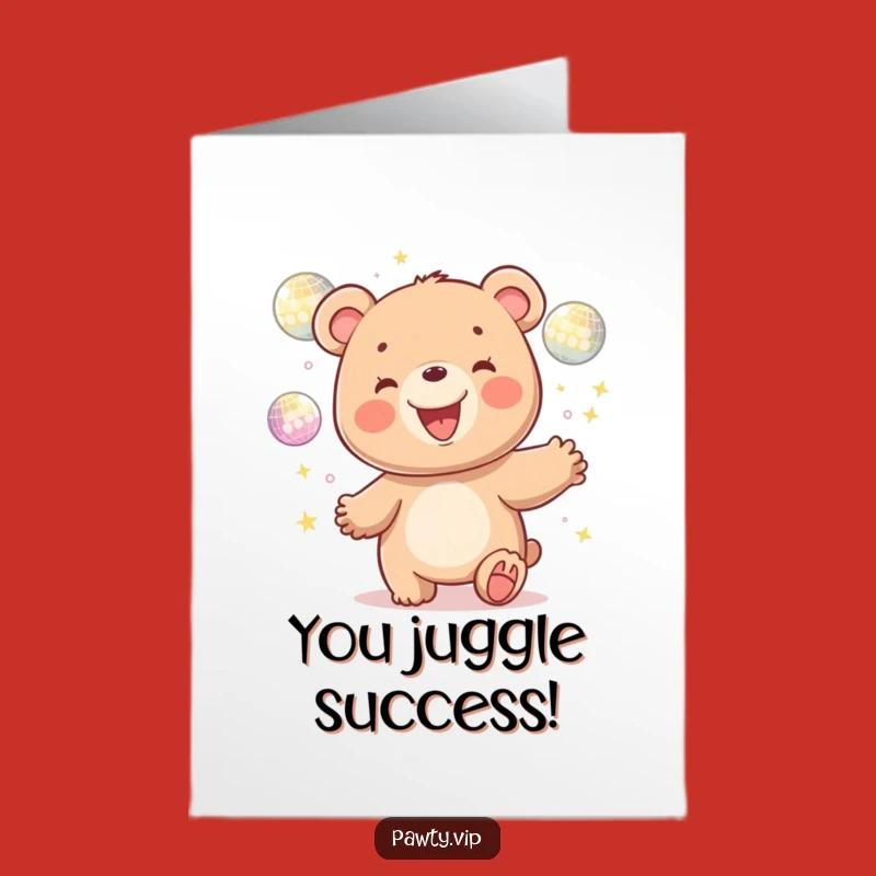 Free Printable Congrats Card: Disco Ball Bear for a Sparkling, Downloadable Achievement