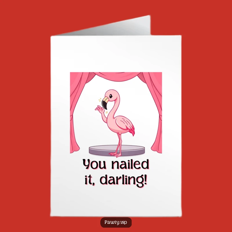 Free Printable Congrats Card: Kawaii Flamingo Strikes a Pose for Hilarious Achievement Downloadable!