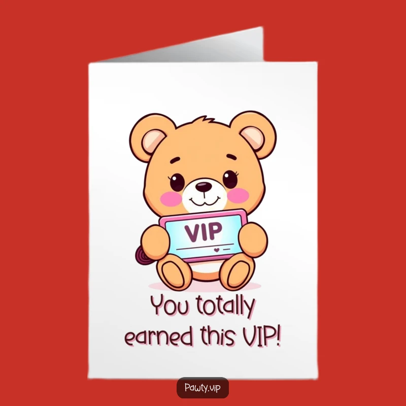 Free Printable Congrats Card: Teddy Bear VIP Pass for Ultimate Success Celebration