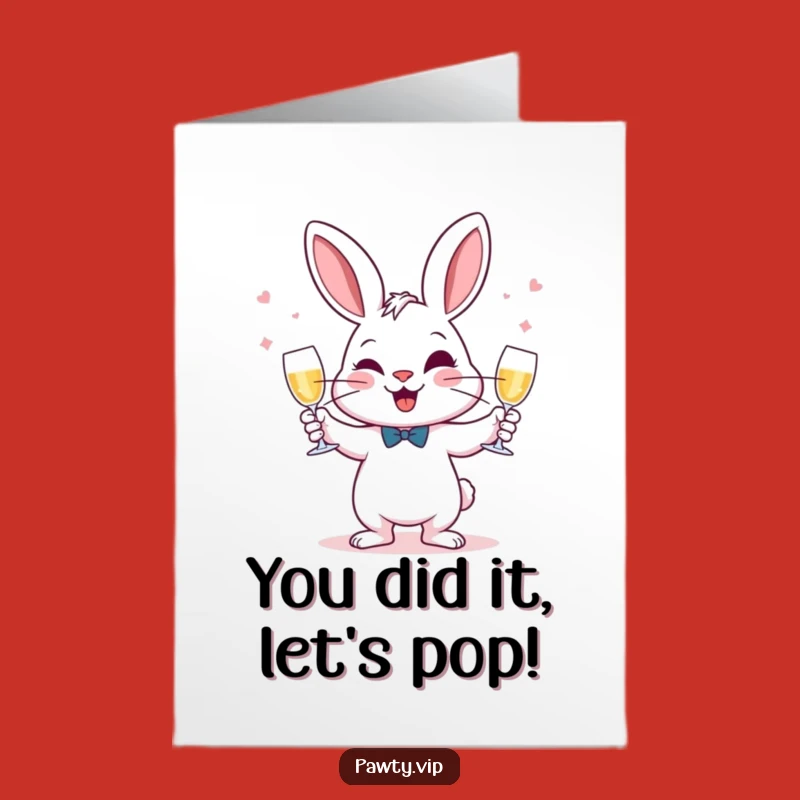 Free Printable Juggling Rabbit Congrats Card: Celebrate Success, Downloadable Cheer!