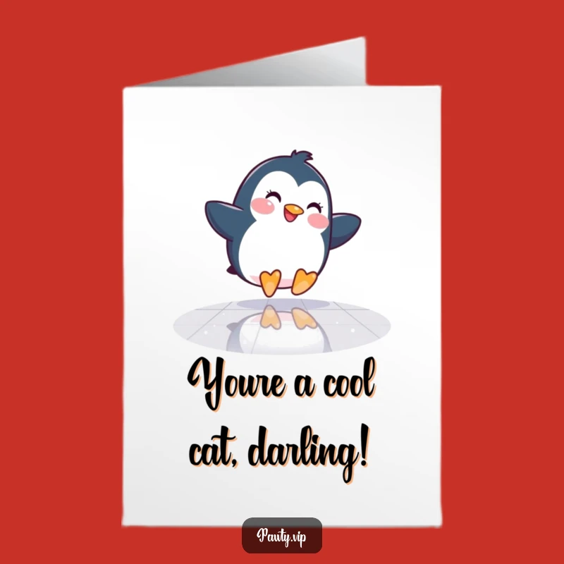 Free Printable Penguin Congrats Card: Dance Floor, Funny Downloadable Gift