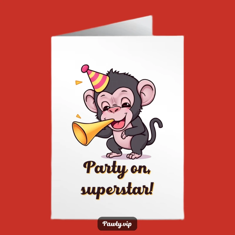Free Printable Congrats Card: Kawaii Chimp Cheers Loudly with Hilarious Exuberant Downloadable!