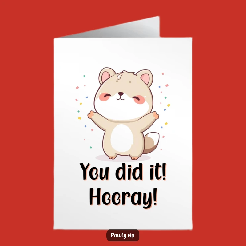 Free Printable Congrats Card: Animal's Confetti Celebration for Your Big Win!
